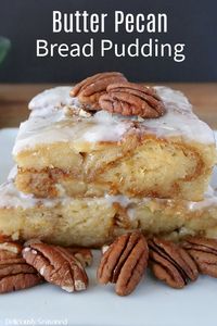 This delicious butter pecan pie bread pudding recipe is a quick and easy bread pudding dessert that only takes a few ingredients and has a custard-like filling that is absolutely scrumptious. If you live in the south, you know the magic, the majesty, the pure deliciousness that is butter pecan. We’re all about this combination...