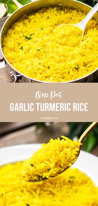 This soft & fluffy turmeric rice is full of delicious aromas and makes for the perfect dish to complement any meal. Fragranced with butter, turmeric, garlic, and onion, this incredibly flavorful rice comes together in just 20 minutes on the stovetop.