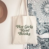 Hot Girls Read Books Tote Bag Show off your love for reading while keeping your hands free to browse library shelves or sip your coffee. This stylish and spacious tote bag is designed to make carrying your books around town easy and fashionable.  ✧ For more bookish totes, click here: https://www.etsy.com/shop/TheBookishCollective?section_id=36348664 ✧ Shop the entire store here:  https://www.etsy.com/shop/TheBookishCollective ✧ 100% cotton canvas ✧ Heavy fabric (12 oz/yd² (406.9 g/m ✧ Sewn-in la