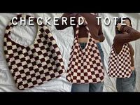 Scroll to see the free crochet checkered tote bag pattern and video tutorial. Or purchase an ad-free, printable PDF file of this pattern!