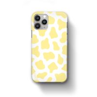 YEE-HAH! Be super on trend with the cow print yellow phone case. The tough glossy finish will help protect your phone from accidental bumps. Tough Case - Covers all around the phone, including top and bottom. Access to all ports with cut away detailing Material - plastic