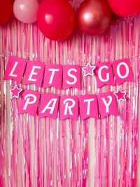 Pink Doll Party Decorations Decor Banner Birthday Garland Malibu Let's Go Party Happy Birthday Card Stock - Etsy