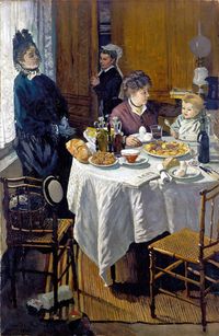 The Luncheon by Claude Monet (French), oil on canvas, genre: Impressionism, 1868-1869 #TheLuncheon #ClaudeMonet