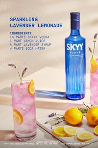 Fragrant and fresh-tasting. Make the Sparkling Lavender Lemonade with SKYY Vodka for a subtle, delicate minerality.