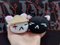 crocheted little kitty plushies inspired by yoongi/agust d daechwita! option to purchase as keychain/bag charm, which will have a split ring and lobster clasp.  these are approx 7 x 6 x 6 cm made with acrylic yarn. please note as these are handmade, each one may look slightly different! they are made to order, so please allow time for me to make them upon ordering. shipping is via royal mail standard except to the US which is tracked! all other international shipping can upgrade to tracked shipp