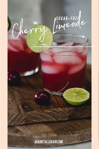 This refreshing Refined Sugar-Free Cherry Limeade will be your new go-to drink. Paleo, gluten free and incredibly easy to make! #easyrecipe #cherrylimeade #againstallgrain #paleodrink