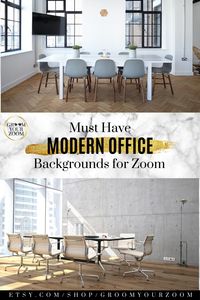 Do you have an upcoming Zoom meeting but your surroundings are a mess? Use these Zoom-ready backgrounds to instantly change your backdrop to show a professional conference room. These high-quality photos provide a modern office look that is perfect for entrepreneurs, business professionals, school teachers, and more. Click to get these and other Zoom office backgrounds. #zoombackground #businessoffice #onlineteacher #officezoom #entrepreneurs #onlinemeeting