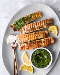 Grilled Halibut Recipe (With Lemon-Basil Pesto Sauce) | Kitchn