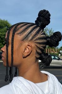 We love cornrows with bantu knots they are so cute look at these stitch cornrows with bantu knots and braided mohawk black hair   cornrows with bantu knots ends , cornrows bantu knots, cornrow hairstyles for black women braids bantu knots , bantu knots and cornrow hairstyles , stitch braids bantu knots, braided mohawk black hair cornrows