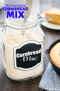 Homemade Cornbread Mix ~ this quick and easy, from-scratch dry mix is not only a convenient time saver to keep in the pantry, but it's also versatile enough to be used in a variety of recipes and it avoids the artificial ingredients often found in store-bought cornbread mix! | FiveHeartHome.com