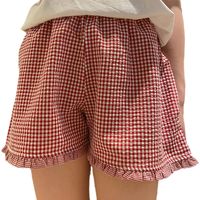 PRICES MAY VARY. ♥ Material: Y2k plaid shorts for women casual are made of 95% elastane and 5% cotton, premium fabric, soft touch feeling, skin-friendly, good breathability, comfy to wear. ♥ Design: High waist, elastic waist, classic plaid pattern, ruffle trim, straight leg, loose fit, plaid shorts for women, boxer shorts for women, lounge shorts for women, plaid pj shorts, boxer sleep shorts for women, plaid shorts women pj, comfy pj shorts, going out summer shorts for women. The elastic waistb