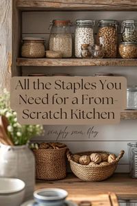 If you’re wanting to start cooking from scratch, but don’t know where to start or what all you need, this post is for you. Here’s a complete list of all the staples you need for a from-scratch kitchen.