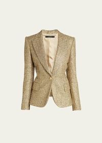 B8W88 TOM FORD Metallic Tweed Blazer Jacket