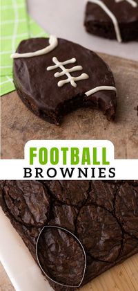 Football Brownies are the perfect themed treats to have at your big game parties this football season! These fun football brownie bites are packed with gooey chocolate chips and topped with vanilla frosting football laces. Skip the chips for your football party this weekend and make these game-day brownies instead!