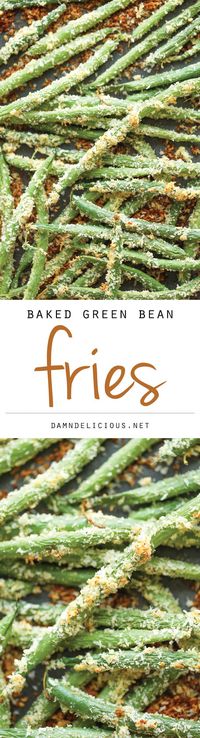 Baked Green Bean Fries - Healthy, nutritious fries that you can eat guilt-free. And they're baked to absolute crisp-perfection!