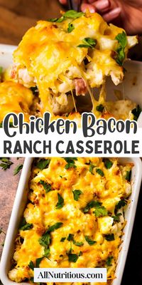 Indulge in this Chicken Bacon Ranch Casserole, perfect for your keto diet! This is one of the best high protein dinners among keto casserole recipes for a satisfying and delicious family meal. One of the best casserole ideas out there!