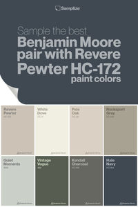 Pairing Benjamin Moore's Revere Pewter, HC-172, with complimentary colors can elevate your space. These combinations can add depth and sophistication to your design scheme!