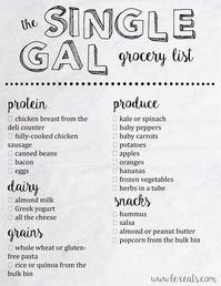 The Single Gal's Grocery List •