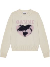 Find GANNI Heart-intarsia Jumper on Editorialist. cream white/light pink/black patterned intarsia knit intarsia-knit logo ribbed trim crew neck long sleeves straight hem We've partnered with Good On You — an independent agency that rates how brands perform in relation to their impact on the planet, people and animals, with a multi-criteria rating simplified to a five points scale. In order to be awarded our conscious label, larger brands need to score a minimum of four out of five ('Good'), whil