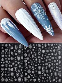 White Glitter Powder Snowflake Nail Art Sticker Matte Texture Winter Falling Snow Decal Nail Art Supplies Self-Adhesive Sliders Decoration White    PET Christmas Pattern Stickers   Nail,Hand & Foot Care, size features are:Bust: ,Length: ,Sleeve Length: