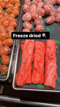 How I Freeze dry gummies and fruit roll crunch ! 💕 #freezedried #freezedriedcandy #freezedriedfruit #freezedriedsnacks #strawberrycandy #tropicalfruit #strawberry