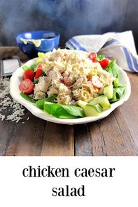 Caesar Chicken Salad - Cool & Creamy meets bright and tangy in this Caesar Chicken Salad.  Serve as is, in a sandwich or wrap or with all your fave veggies. #ChickenCaesarSalad #ChickenSalad #LowCarbChickenSalad via @frugalhausfrau