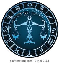 Dark blue round Libra zodiac sign. Vector Illustration