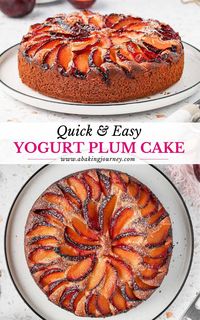 This quick and easy yogurt plum cake makes a delicious Summer cake that is great for dessert or afternoon tea. The light and fluffy greek yogurt cake is topped with fresh plum slices to create a cake that is fresh, flavourful and super soft!