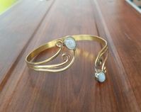 Gold Moonstone Upper Arm Cuff Arm Band Spiral Handmade Made of Brass, Jewelry - Etsy