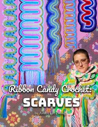 "Learn to wiggle, squiggle, undulate and snake! Ribbon Candy Crochet is my new method of working rows of double crochet into ribbons of color. These 5 original scarf patterns will teach you everything you need to know about the technique so you can create your own wiggly WIPS.  Level: Intermediate or Ambitious Beginner. To complete this project you must be able to to read a chart or a pattern, maintain even tension, and stitch confidently into starting chains. I think you will find the varying t