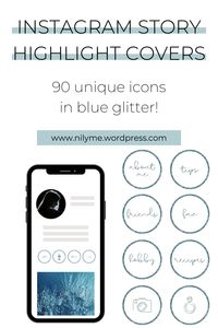 90 blue glitter instagram highlight cover icons, perfect for glitter lovers, bloggers and business owners. CLICK to access these 90 affordable icons! | NOTE: customization available!