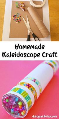 Looking for a fun kids project? Inspire creativity with this easy homemade kaleidoscope craft using a paper towel tube (or another cardboard tube), beads, and aluminum foil. Kids crafts are the perfect, low cost family activity. This is fun for preschool children, but they will need assistance to assemble it. Click to get printable instructions.