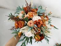 Rust and Sage Green Wedding Bridal N Bridesmaid Bouquet Burnt - Etsy