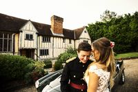 Newlyweds at Cain Manor #Bijou #BijouWeddings #BijouRealWedding #Wedding #CainManor #Barn #BarnWedding #BarnWeddingVenue #SummerWedding #EnglishWedding #HampshireWedding #BijouWeddingVenue #CountryHouseWeddingVenue #WeddingVenue #RichardGallowayPhotography #Newlyweds #Bride #Groom #WeddingCar