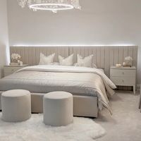 Atlantis Cream Wide Floor Standing Headboard with Bed Base – Rowen Homes