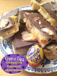 Talk about yummy! Cadbury Creme Egg Chocolate Caramel Shortbread!