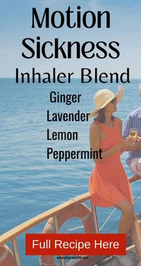 Take this inhaler blend with you on your next cruise or boat ride. Works great for car rides too. Don't let motion sickness ruin your fun. Essential oil inhalers fit in your pocket and easy to use when you need it. Motion sickness is no fun!