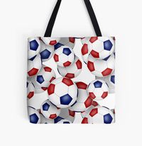 Get my art printed on awesome products. Support me at Redbubble #RBandME: https://www.redbubble.com/i/tote-bag/Red-blue-soccer-balls-pattern-by-katzdzynes/167101883.A9G4R?asc=u