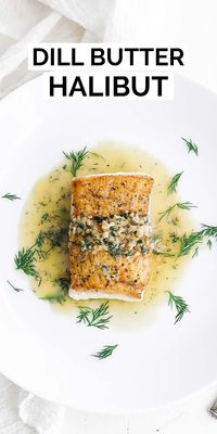 This amazing pan-seared halibut recipe is cooked to perfection and topped off with an elegant lemon butter sauce with fresh dill.