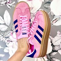 This is a 🛍️Shoppable🛍️ Pin!    adidas gazelle, adidas gazelles, how to style adidas gazelles, pink gazelles, pink and blue adidas, pink and blue adidas gazelles, adidas gazelle bold, adidas gazelle platform midsize, curvy, outfit, idea, inspo, inspiration, outfit of the day, ootd, midsize ootd, curvy ootd, midsize outfit, curvy outfit, size 12, size 14, size 16, size18    #adidas #adidasshoeswomen #sambas #trendy #trending #sneakers #shoes