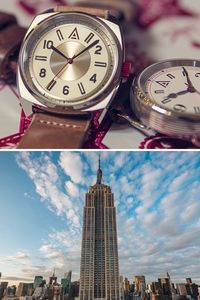 The Nº 1934 watch ➡️ Empire State Building The Nº 1934 classic watch that effortlessly remains unaged in style. It has a quartz movement and is each paired with a leather strap. These have been handmade in Britain using oil tanned dyed through Italian cowhide. The Empire State Building is a 102-story Art Deco skyscraper in Midtown Manhattan in New York City, United States. It was designed by Shreve, Lamb & Harmon and built from 1930 to 1931.