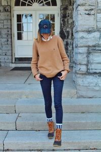 Duck boots are perfect for a preppy outfit!