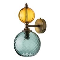 These wall lights are a playful collection that combine two simple spheres, mixing colour and texture.    Lead time 6-8 weeks.. UL rated electric fittings will ship first followed by hand blown glass.