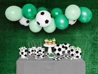 Dress up your cake with the addition of these soccer ball candles. You will receive a set of 6 wax birthday candles. Each candles is shaped like a soccer ball. Please note, the candles are flat on the reverse side. Your little all star will love it when you present the birthday cake decorated with this fun candle set. Be sure to check out our coordinating soccer themed party decorations and tableware to complete your party look. Item Details: * 6 wax candles * soccer ball design Click the link t