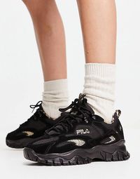 Fila Ray Tracer trainers in black and leopard print | ASOS