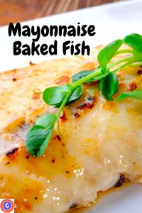 This simple, five-star recipe combines mayonnaise with Parmesan or Romano cheese for a crust that adds a flavorful and crunchy topping to a moist, baked fish fillet. #mayobakedfish #mayo #bakedfish #fishrecipe #recipes #fish #fishrecipe #healthyprotein #healthy