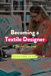 Want to work in fashion? Try being a Textile Designer! It's a really fun job where you design the patterns and artwork that goes on fabric. You may have heard of other names for this role too, such as fabric designer, print designer, surface pattern designer, fashion textile designer, or others! There are a lot of names for it and I cover all of it! Learn everything you need to know to become a textile designer! Click now for the free guide 🙌 (Really! It's 100% free!!)