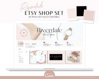 "Etsy shop set in luxe pink and black design is fully editable in Canva. A luxurious, feminine Etsy banner template kit for your storefront. Makeover your Etsy store boutique with these beautiful shop banners and pretty new design. PLEASE READ FULL DESCRIPTION link back to my shop www.etsy.com/shop/MacaronsandMimosas  WHAT IS INCLUDED  20-piece set includes:  * 5 Large Shop banners * 2 Order Receipt banner * 2 Shop Avatar Icons * 1 \"Custom Order\" Shop Graphic * 1 \"Reserved Listing\" Shop Grap