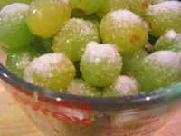 Grapes soaked in wine, rolled in sugar and frozen. Definitely making these for the holidays!