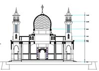 The section view of the 19x17m mosque building AutoCAD drawing - Cadbull